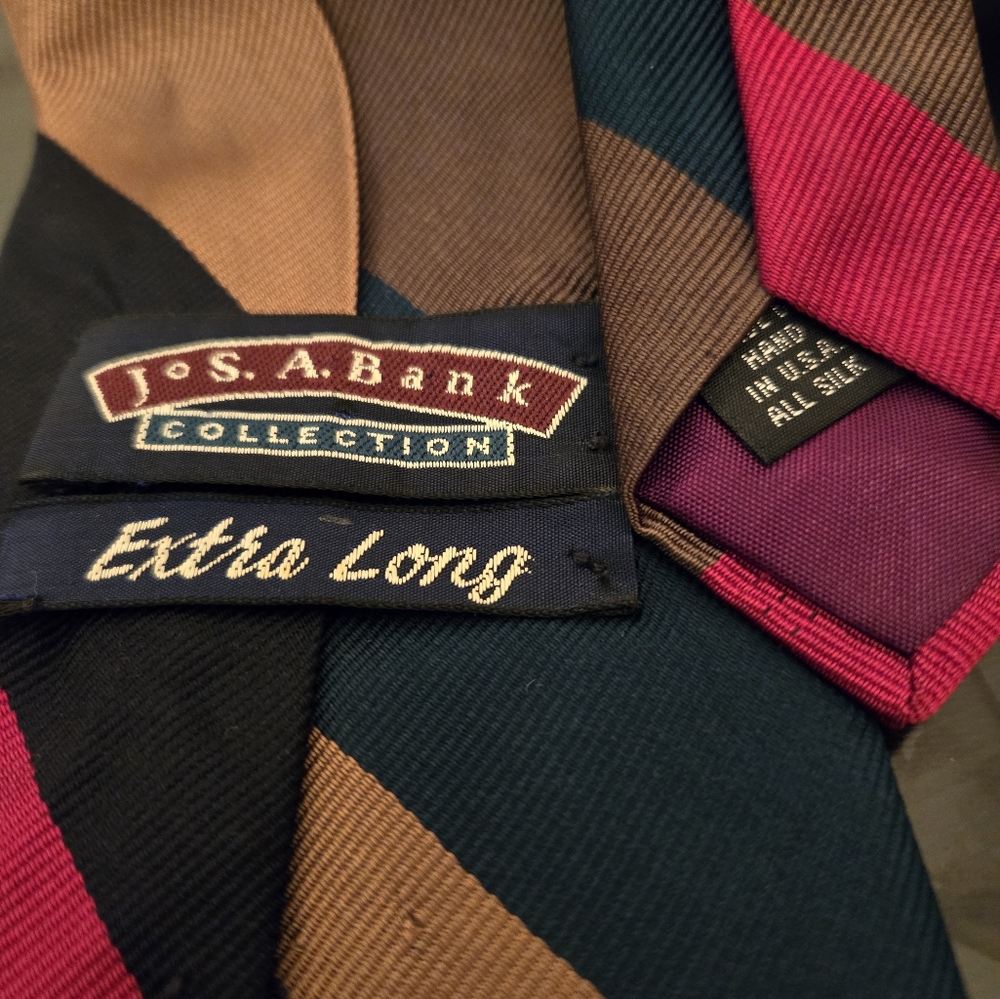 Jos A Banks Collection Extra Long 100% Multi-Color Silk Tie 65" x 4"